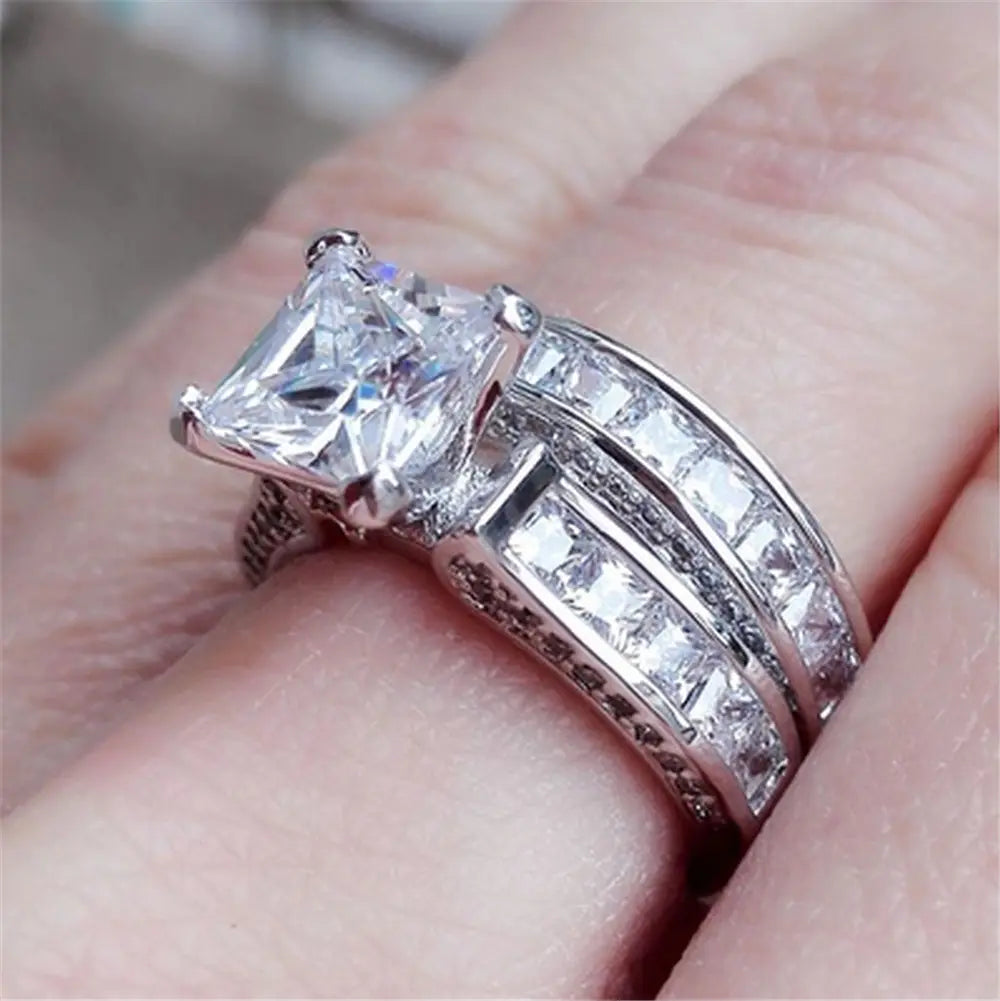 Zirconia Wedding Rings Set with Unique Diamond Design JahSonFire