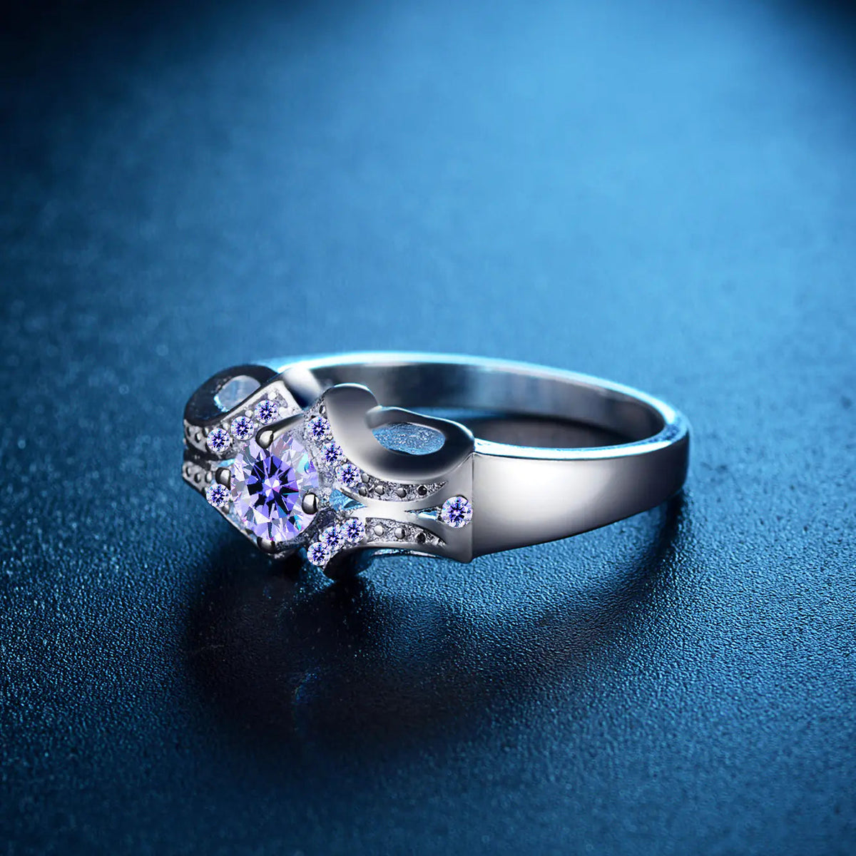 Zirconia Couple Rings with Purple Diamond Detail JahSonFire