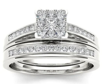 Fashionable Diamond Couple Rings - Engagement and Wedding JahSonFire