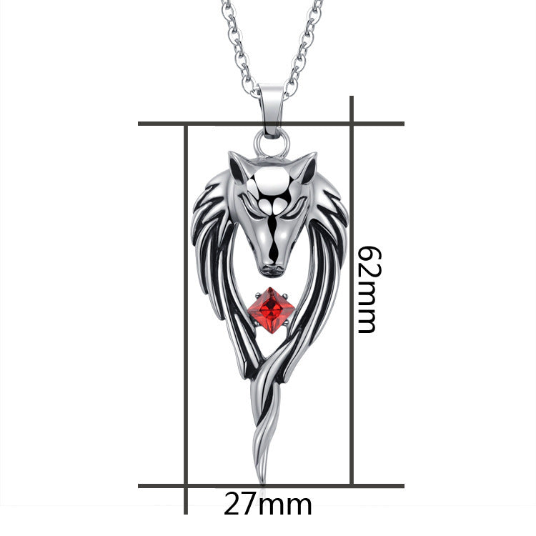 Titanium Steel Wolf Head Pendant Necklace for Men