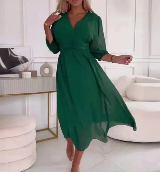 V-Neck Chiffon Dresses JahSonFire