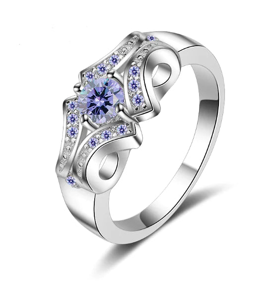 Zirconia Couple Rings with Purple Diamond Detail JahSonFire