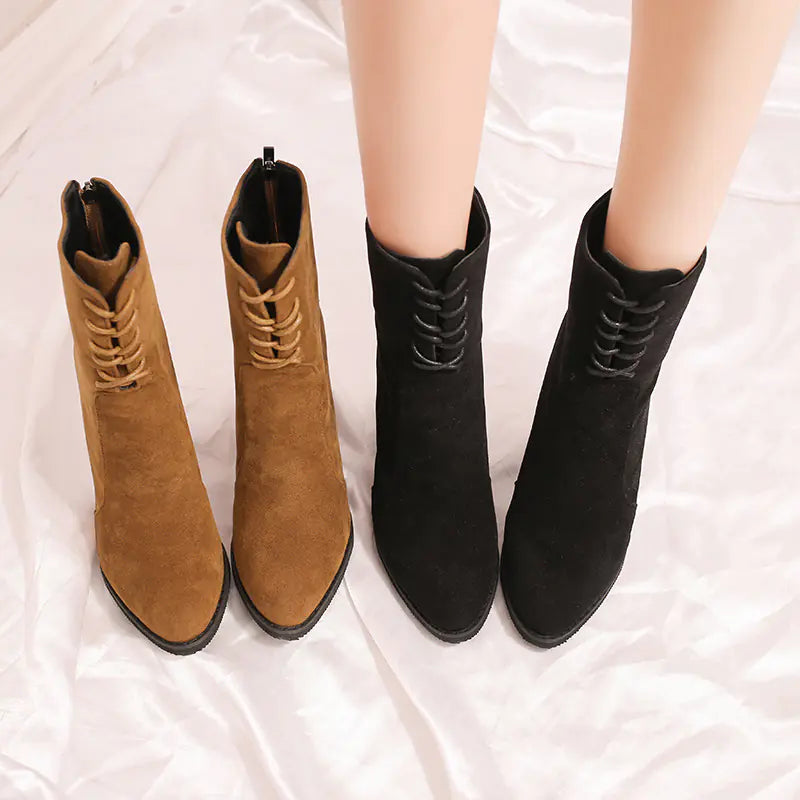 Martin Boots, Mid-Calf Boots, Chunky Heeled Short Boots JahSonFire
