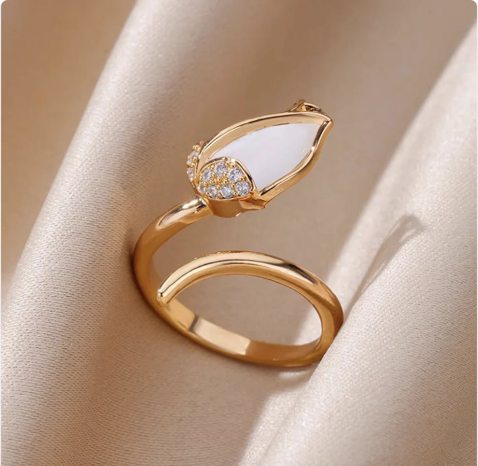 Copper Flower Zircon Diamond Ring JahSonFire