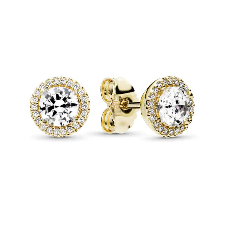 Allergy-Free Gold-Plated Zircon & White Diamond Earrings JahSonFire