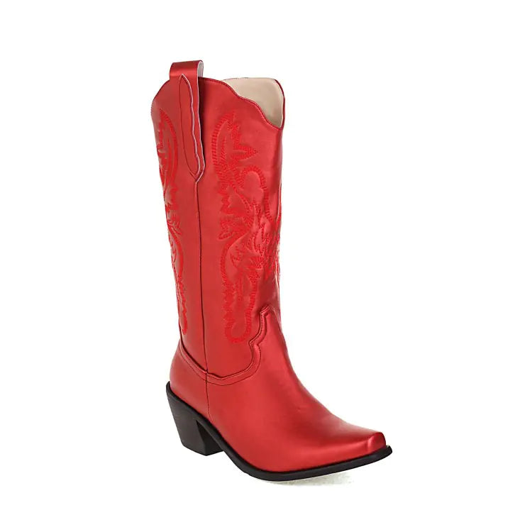 Embroidered Mid-Cut Cowboy Boots for Ladies JahSonFire