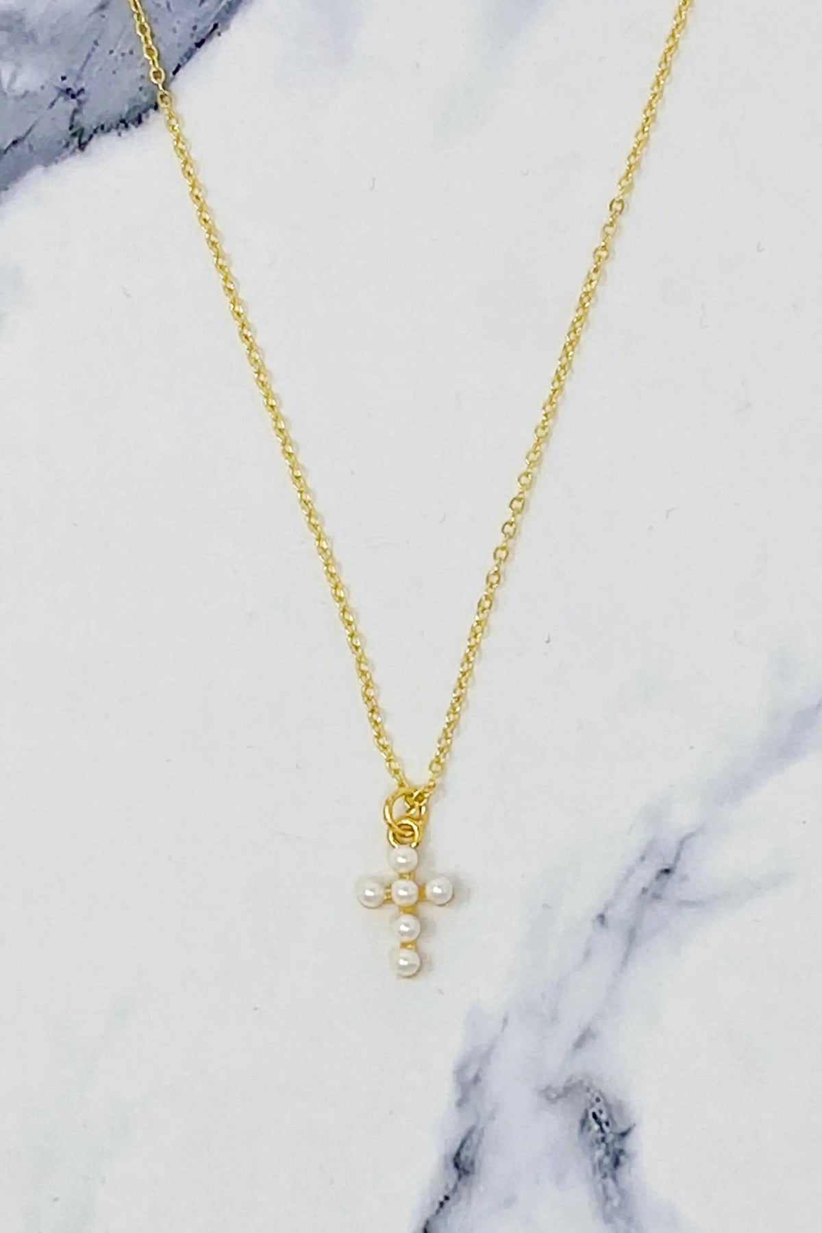 Shell Pearl Cross Necklace JahSonFire