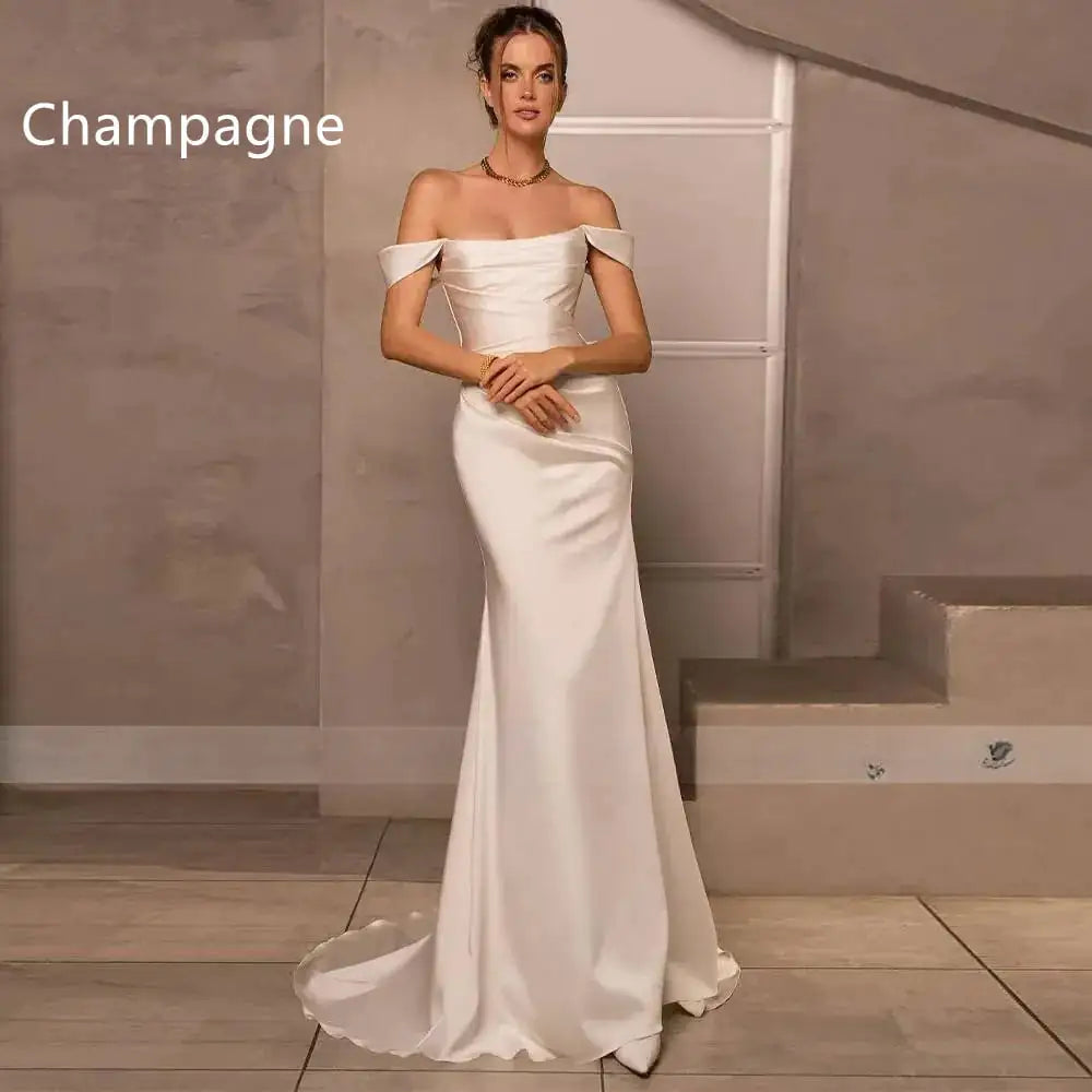 Ivory Satin Mermaid Wedding Dress JahSonFire