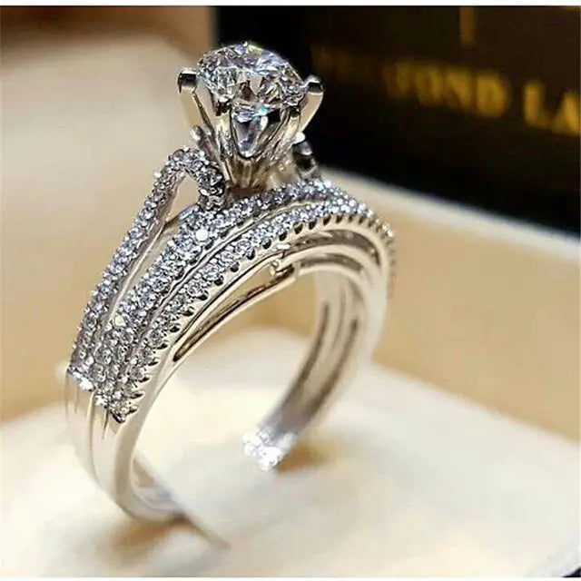 Fashionable Eight Hearts and Arrows Wedding Rings Set JahSonFire