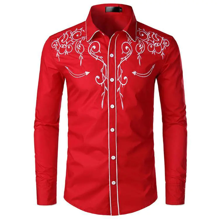 Men's Embroidered Western Style Shirt JahSonFire