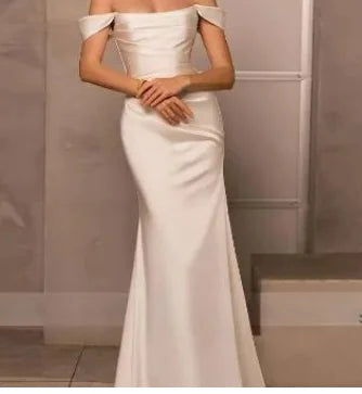 Ivory Satin Mermaid Wedding Dress JahSonFire