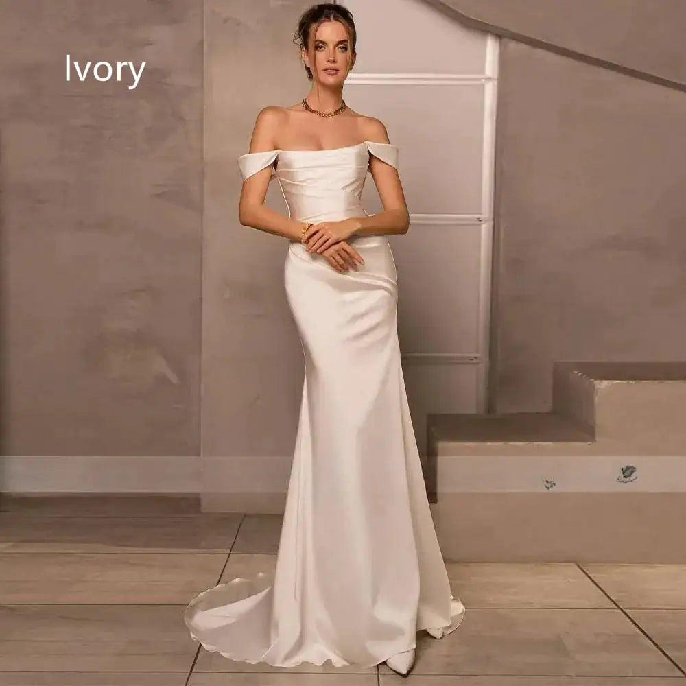 Ivory Satin Mermaid Wedding Dress JahSonFire