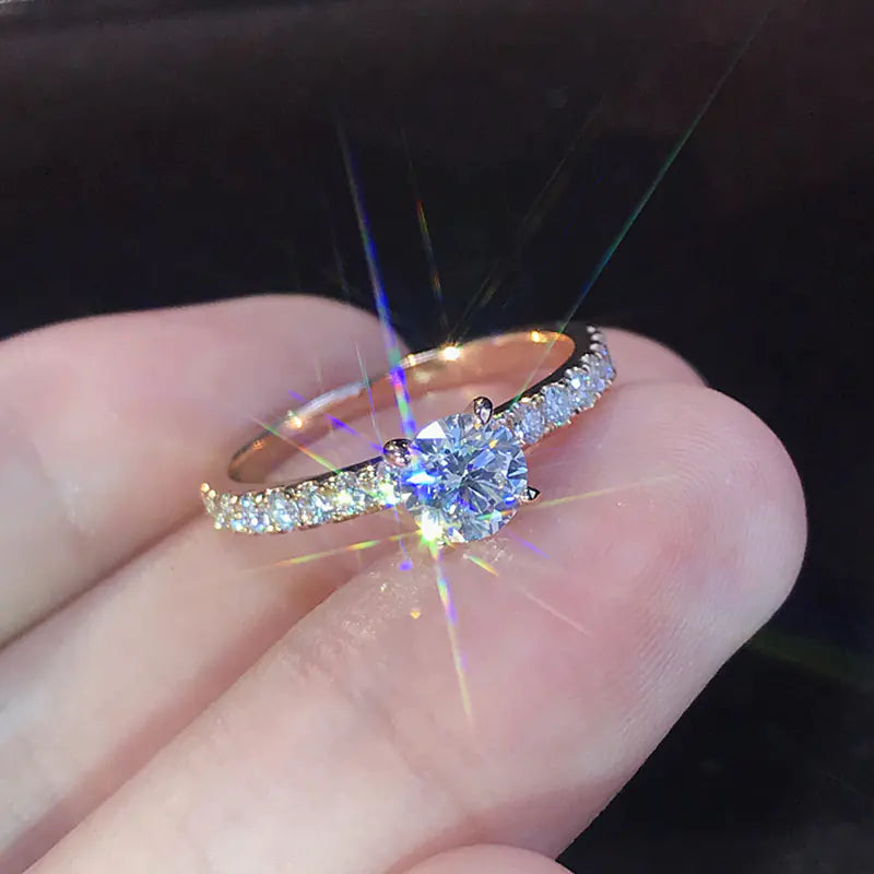 Minimalist Electroplated Diamond Simulated Wedding Rings JahSonFire
