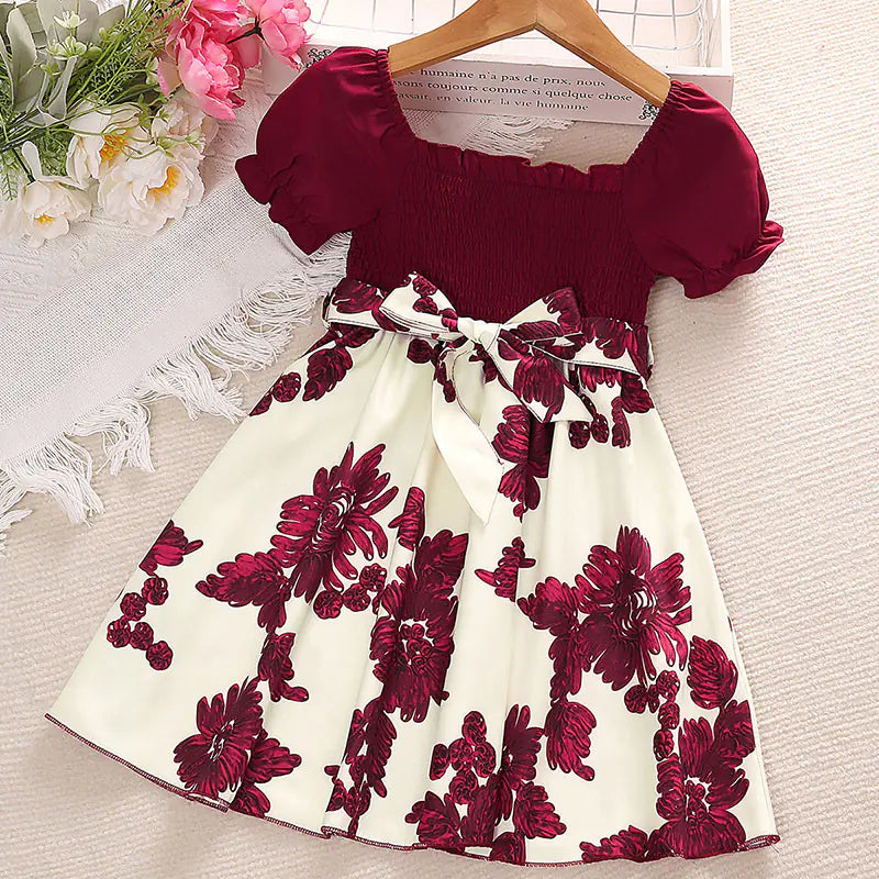 Girls' Summer Short Sleeve Printed Princess Dresses JahSonFire