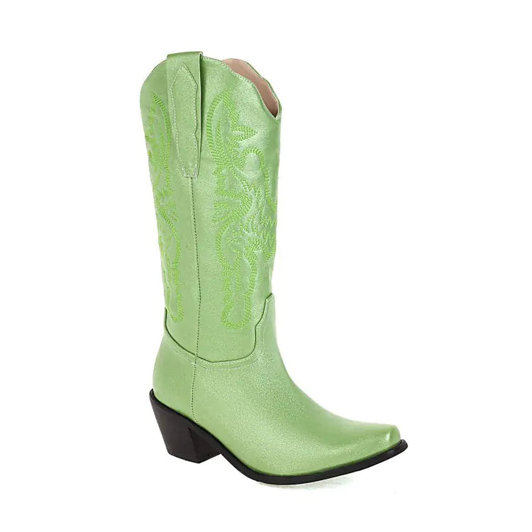 Embroidered Mid-Cut Cowboy Boots for Ladies JahSonFire