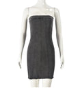 "Sexy Backless Strapless Denim Dress" JahSonFire