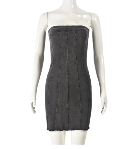 "Sexy Backless Strapless Denim Dress" JahSonFire