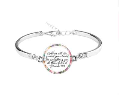 Patterned Bible Bracelet with Gemstones and Chain JahSonFire