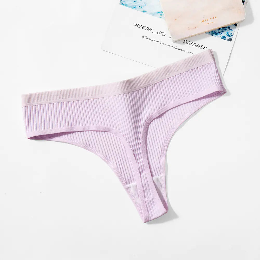 Trendy Solid Color Breathable Low Waist Women's Thongs JahSonFire