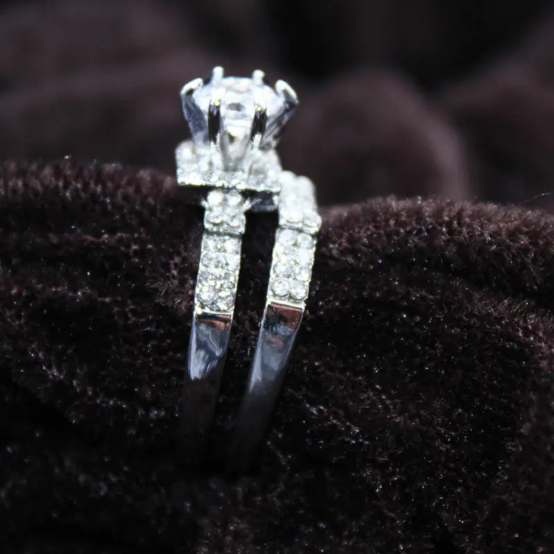 Fashionable Eight Hearts and Arrows Wedding Rings Set JahSonFire