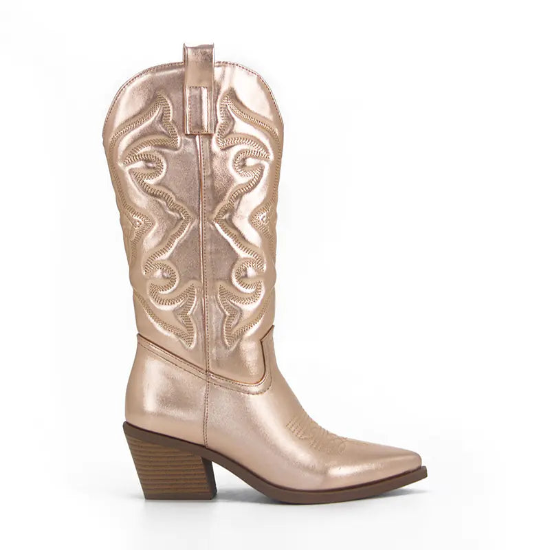 Vintage Women's Chunky Heel High Cowboy Boots JahSonFire