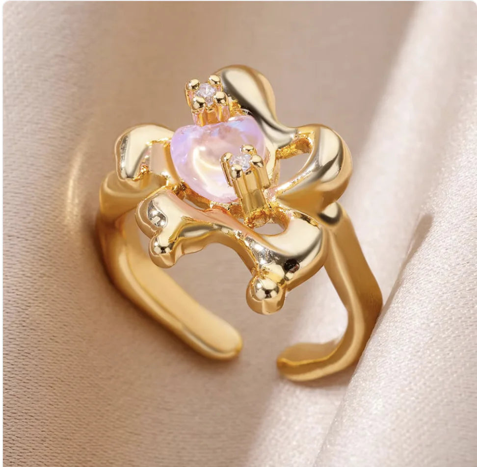 Copper Flower Zircon Diamond Ring JahSonFire