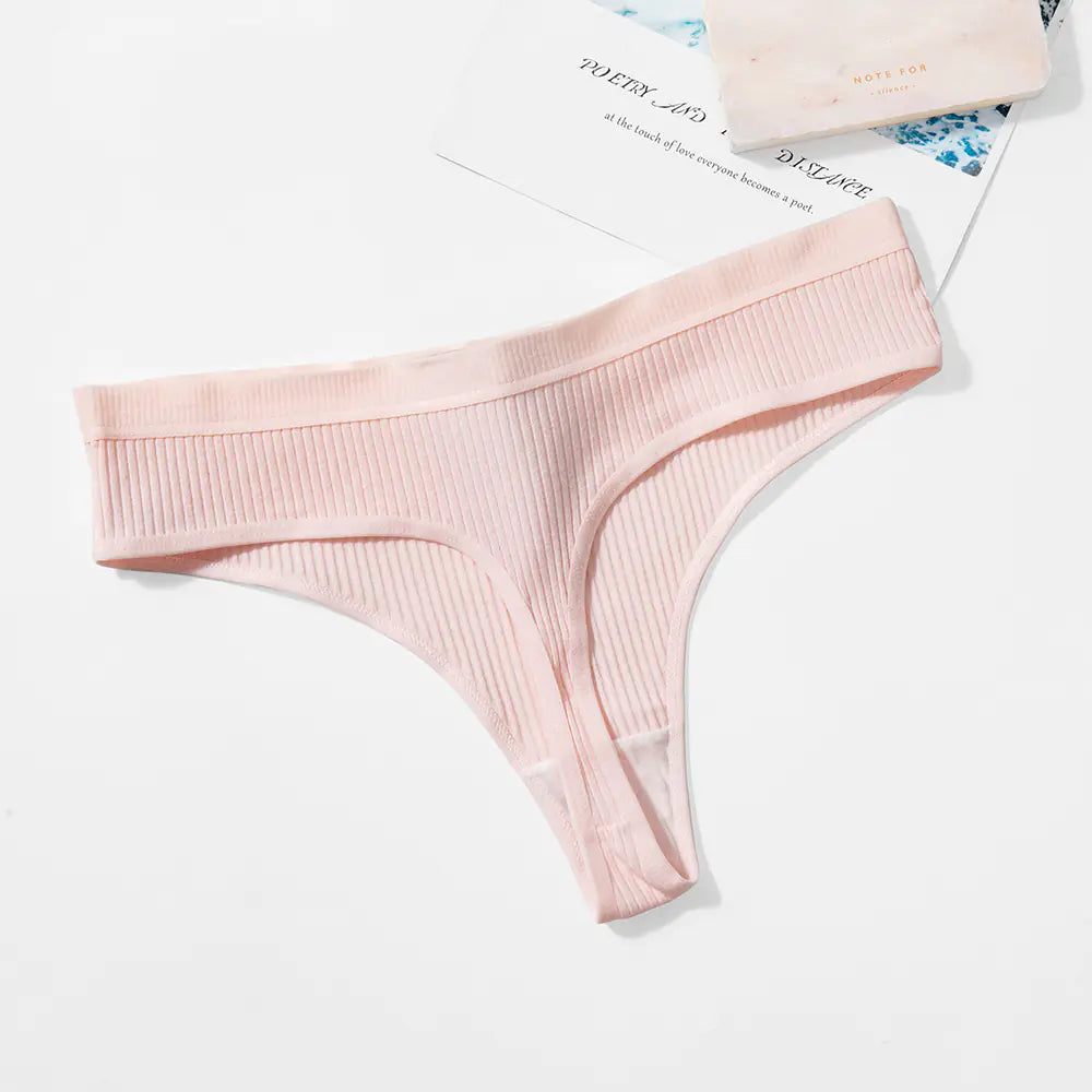 Trendy Solid Color Breathable Low Waist Women's Thongs JahSonFire