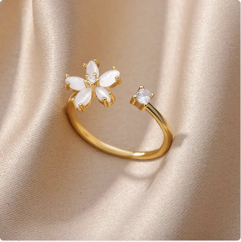 Copper Flower Zircon Diamond Ring JahSonFire