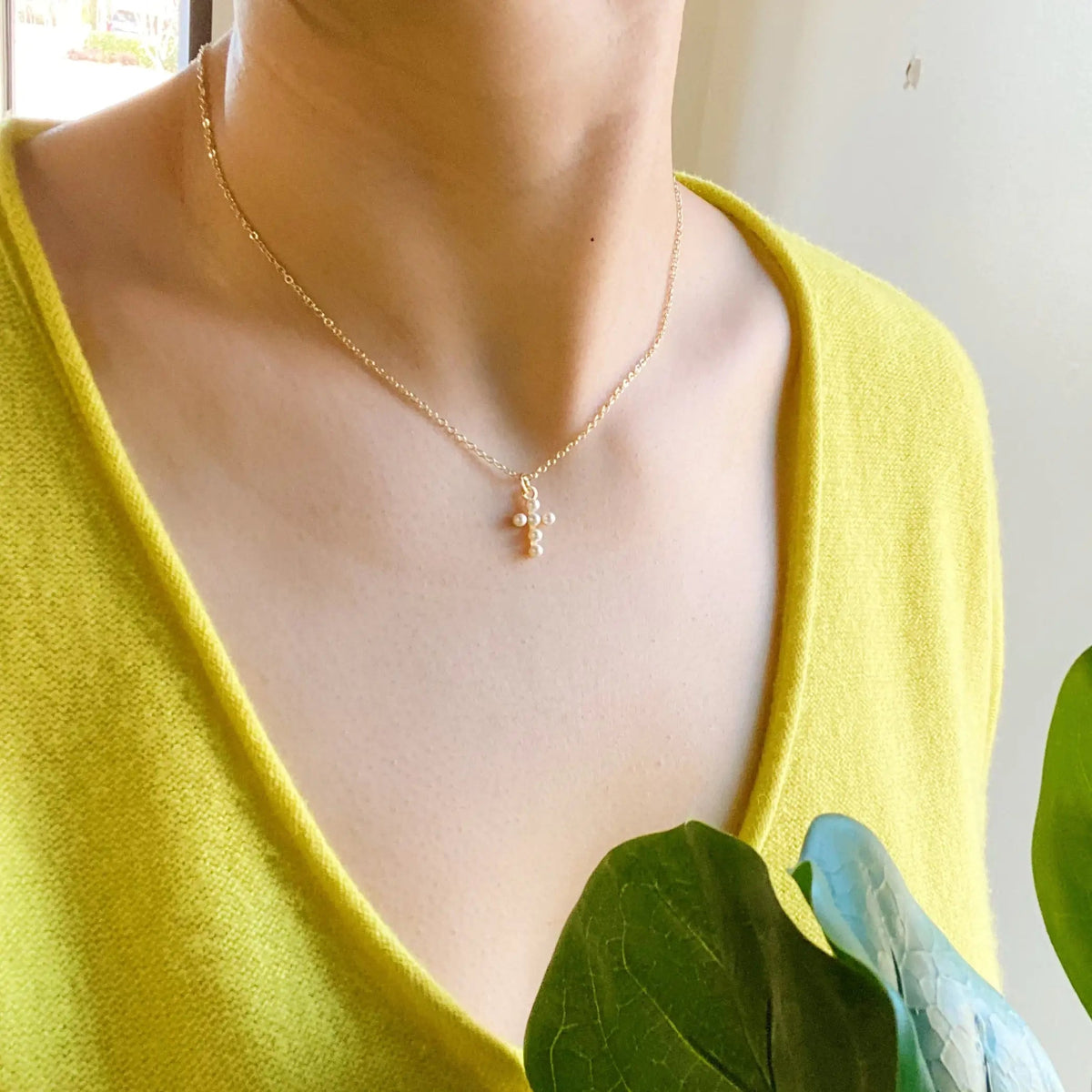 Shell Pearl Cross Necklace JahSonFire
